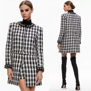 RARE.  Alice + Olivia Black & White Tweed Two-Fer Jacket – NWOT Size L